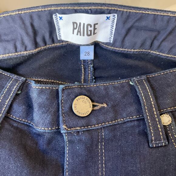 Paige Women Skyline Skinny Jeans size 28 Dark Blue Mid Rise Stretch Boot Cut - Picture 8 of 11